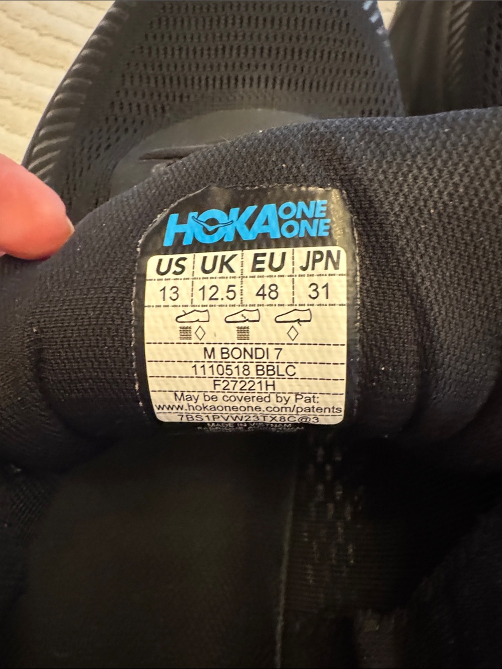 Hoka Men's Black Athletic Sneakers M Bondi 7 - Picture 4 of 6